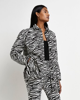 RIVER ISLAND BLACK ZEBRA PRINT DENIM SHACKET ~ animal print shirt jackets ~ womens fashionable shackets