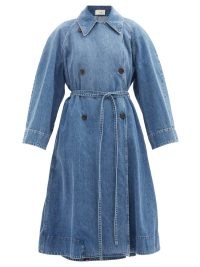 THE ROW Agathan double-breasted denim coat | womens blue casual designer tie waist coats