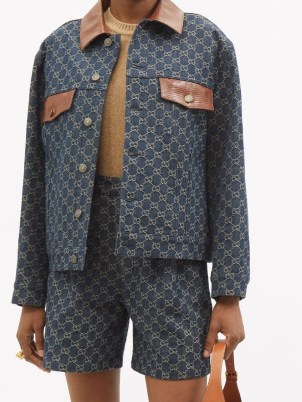 GUCCI GG-jacquard denim jacket | womens blue casual designer jackets - flipped