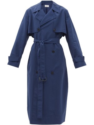THE ROW Heathrow blue nylon-gabardine trench coat | womens classic style belted coats - flipped