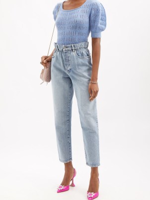 MIU MIU Logo-print paperbag-waist cropped jeans | women’s designer denim fashion | cropped leg