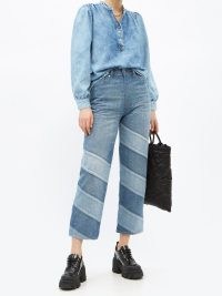 GANNI Patchwork organic-cotton straight-leg jeans ~ womens designer denim