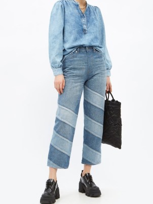 GANNI Patchwork organic-cotton straight-leg jeans ~ womens designer denim
