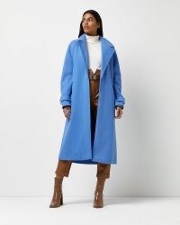 RIVER ISLAND BLUE RELAXED DUSTER COAT ~ womens chic longline open front winter coats