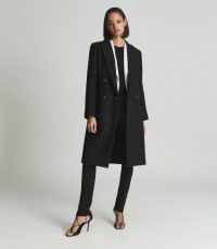 Reiss BONNIE WOOL BLEND COAT BLACK – women’s classic tailored coats – chic outerwear
