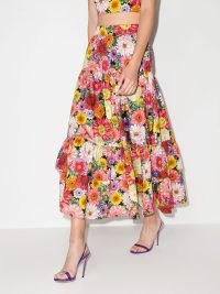 Borgo De Nor Didi floral-print tiered skirt ~ multicoloured flower print cotton skirts
