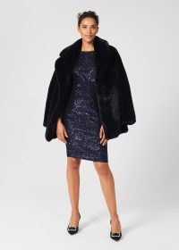 HOBBS BRIONY FAUX FUR COAT NAVY BLUE – glamorous winter coats
