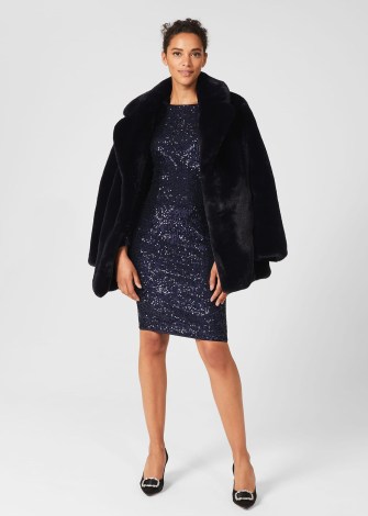 HOBBS BRIONY FAUX FUR COAT NAVY BLUE – glamorous winter coats