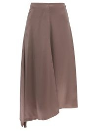 FENDI Asymmetric brown satin skirt ~ lightweight fluid fabric skirts