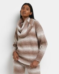 River Island BROWN OMBRE STRIPED JUMPER | oversized cowl neck jumpers