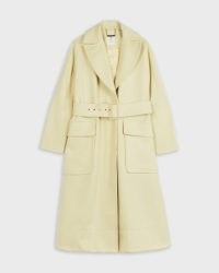 TTESSAA Brushed wool belted coat in pale yellow ~ womens luxe winter coats