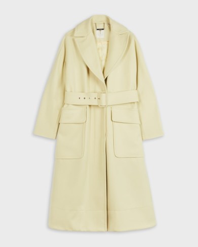 TTESSAA Brushed wool belted coat in pale yellow ~ womens luxe winter coats