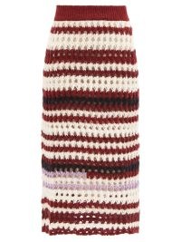 MARNI Striped crochet midi skirt | open-lace crochet skirts | womens designer winter knitwear fashion