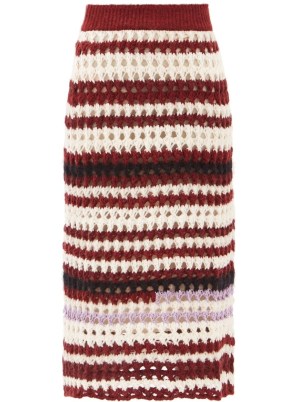 MARNI Striped crochet midi skirt | open-lace crochet skirts | womens designer winter knitwear fashion - flipped