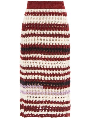 MARNI Striped crochet midi skirt | open-lace crochet skirts | womens designer winter knitwear fashion