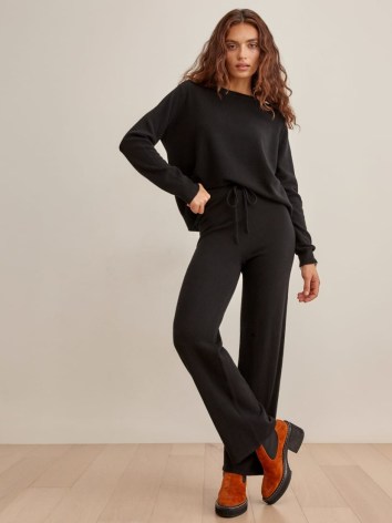 REFORMATION Cashmere Sweatsuit / knitted loungewear sets / womens top and bottom fashion set / tops and bottoms / womens lounge clothing - flipped