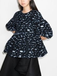 Cecilie Bahnsen Jerry puff-sleeve blouse | voluminous floral flared hem blouses | womens tops with volume | romantic style fashion | romance inspired clothing