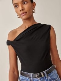 REFORMATION Cello Top in Black ~ chic one shoulder asymmetric tops