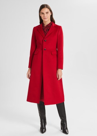 HOBBS COSIMA WOOL COAT RED – womens classic style winter coats – women’s bright tailored outerwear - flipped