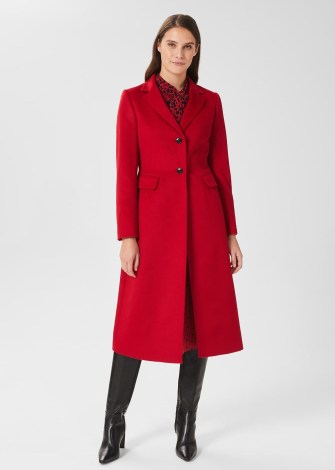 HOBBS COSIMA WOOL COAT RED – womens classic style winter coats – women’s bright tailored outerwear