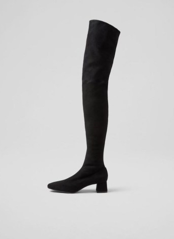 L.K. BENNETT DANIELA BLACK STRETCH SUEDE OVER-THE-KNEE BOOTS ~ long thigh high winter boot ~ women’s footwear