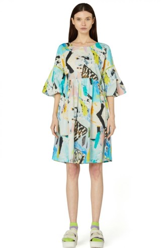 Kaitlin Johnson x Gorman DIFFUSE N DISPERSE SMOCK DRESS – abstract print balloon sleeve cotton dresses