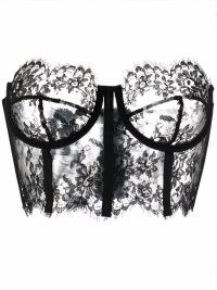 Dolce & Gabbana sheer floral lace scallop-trim bustier top | cropped boned bodice tops