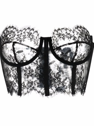Dolce & Gabbana sheer floral lace scallop-trim bustier top | cropped boned bodice tops - flipped