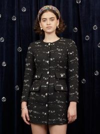 sister jane WRITTEN IN THE STARS DREAM Comet Tweed Mini Dress in Black – sequin embellished stars – sequinned celestial inspired fashion – womens on-trend textured winter dresses