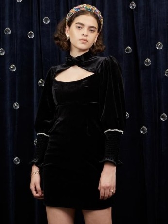 sister jane Eclipse Velvet Mini Dress Black – LBD - flipped