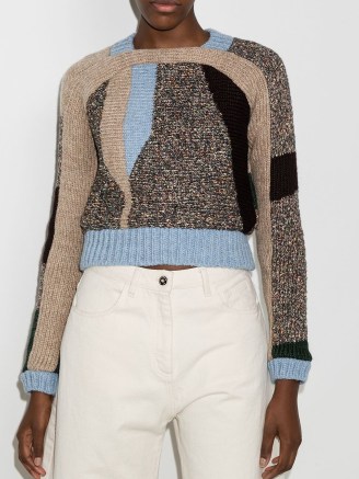 Eckhaus Latta Handloomed colour-block jumper | womens multi patterned jumpers | womens colourblock knitwear - flipped