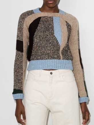 Eckhaus Latta Handloomed colour-block jumper | womens multi patterned jumpers | womens colourblock knitwear