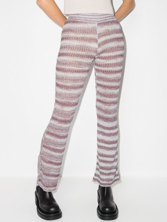 Eckhaus Latta Mirage striped knit trousers | womens knitted horizontal stripe pattern trousers