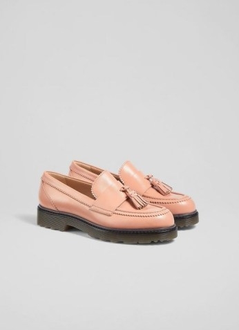 L.K. BENNETT ELENA PINK LEATHER TASSEL-DETAIL CHUNKY LOAFERS ~ womens luxe tasseled thick sole loafer shoes - flipped
