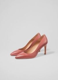 L.K. BENNETT FLORET DARK ROSE NAPPA LEATHER CLOSED COURTS ~ pink pointed toe court shoes
