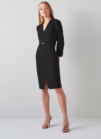 L.K. BENNETT FRANKIE BLACK CREPE BELTED DRESS ~ womens wardrobe essentials ~ essential LBD - flipped