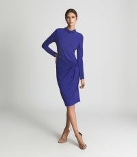 REISS FREYA TWIST FRONT DRESS COBALT BLUE – evening elegance – sophisticated occasion dresses