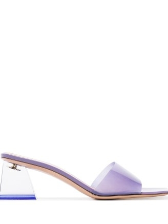 Gianvito Rossi 55mm lavender PVC sandals / clear square to block heel mules - flipped