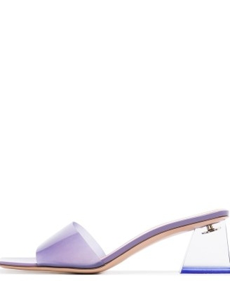 Gianvito Rossi 55mm lavender PVC sandals / clear square to block heel mules