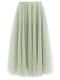 RAEY Tutu green tulle midi skirt ~ feminine mint coloured sheer net overlay skirts