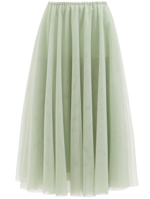 RAEY Tutu green tulle midi skirt ~ feminine mint coloured sheer net overlay skirts