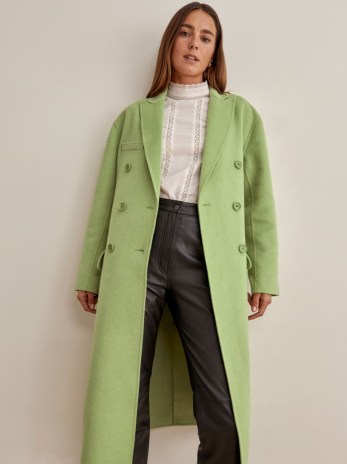 REFORMATION Hayden Coat in Green ~ women’s chic oversized fit coats ~ womens longline winter outerwear ~ stylish looks - flipped