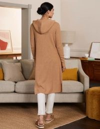 Boden Hooded Relaxed Cardigan Camel Melange | womens light-brown longline open front cardigans