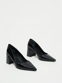 JIGSAW Isabel Croc Court Shoe / chunky heels / crocodile effect courts / womens animal print point toe shoes