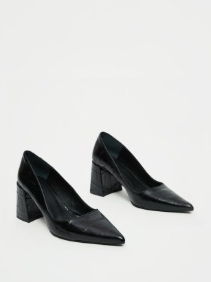 JIGSAW Isabel Croc Court Shoe / chunky heels / crocodile effect courts / womens animal print point toe shoes