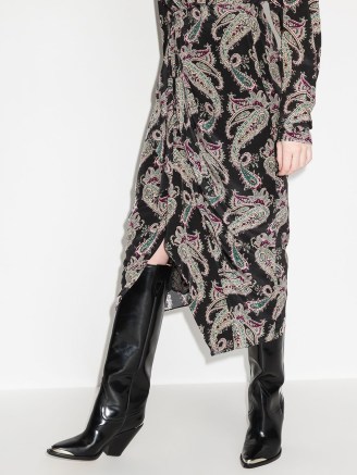 Isabel Marant Breetizi draped silk skirt – front drape detail paisley print midi skirts – asymmetric - flipped