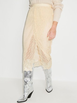 Isabel Marant Evelina crochet wrap skirt in ecru | feminine sheer overlay skirts - flipped