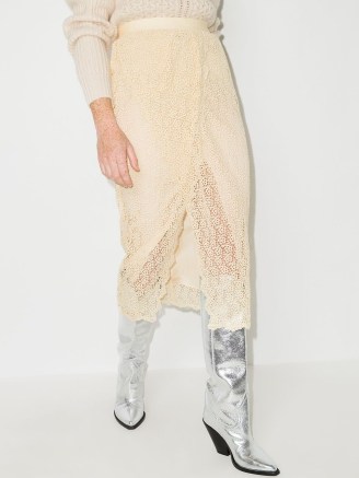 Isabel Marant Evelina crochet wrap skirt in ecru | feminine sheer overlay skirts