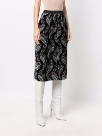 Isabel Marant Menodia paisley-print velvet midi skirt | black printed skirts