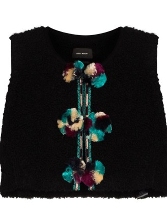 Isabel Marant pompom-detail knitted vest | cropped sweater vests | womens crop hem tank tops